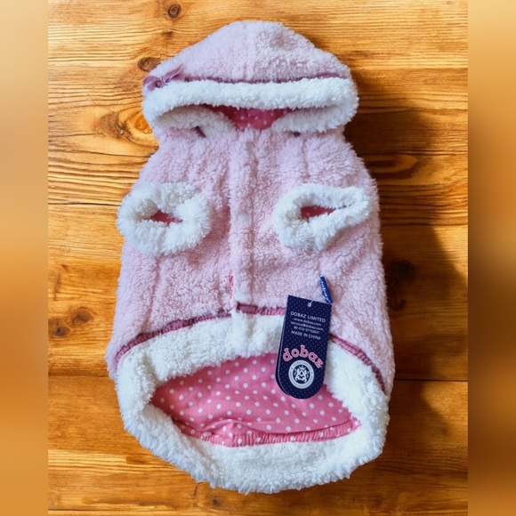 🔥Host Pick🔥🆕️ Dobaz Sherpa Pink Polka Dot Dog Hoodie Sweater Size XL - Picture 2 of 9